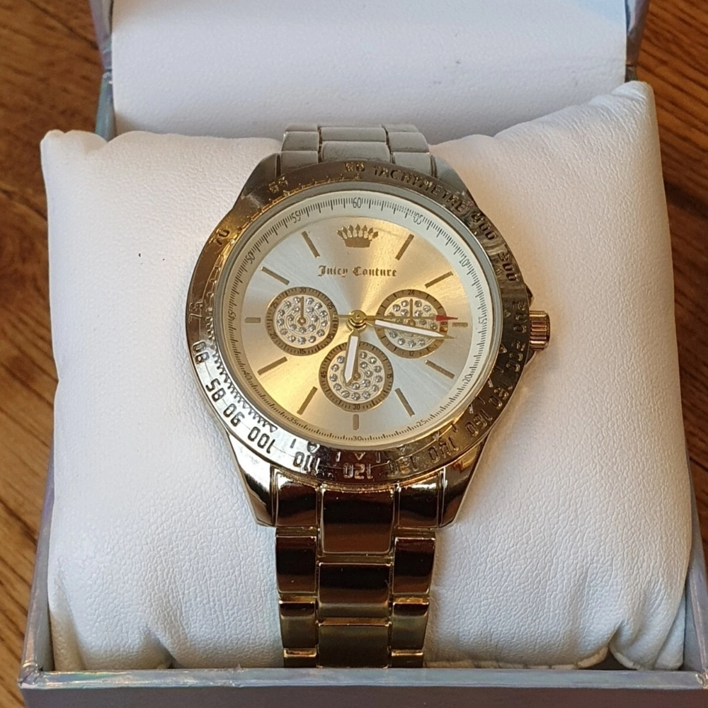 Juicy Couture Gold Tone Crystal Dial Bracelet Watch